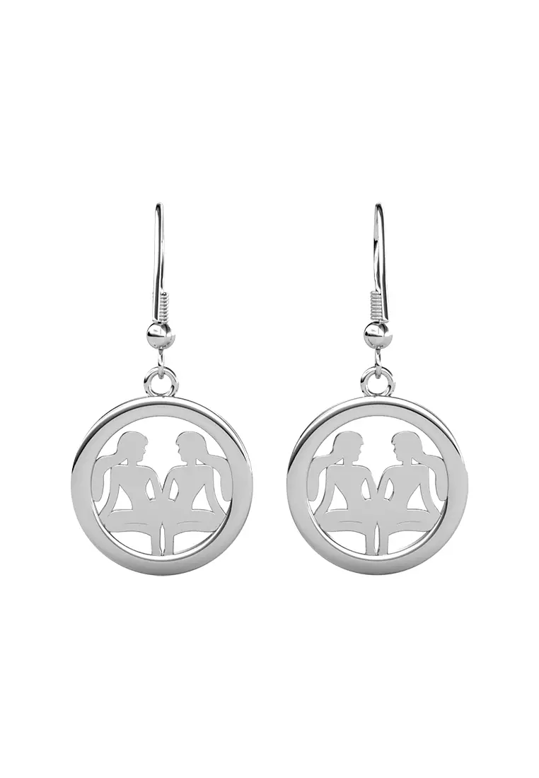 Horoscope Circlet Hook Earring GEMINI WG  - Anting Crystal Swarovski by Her Jewellery