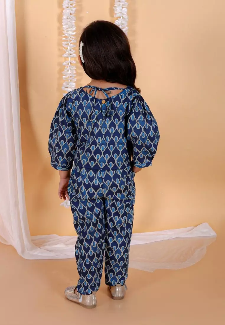 Indigo Floral Print Girls Co-Ord Set
