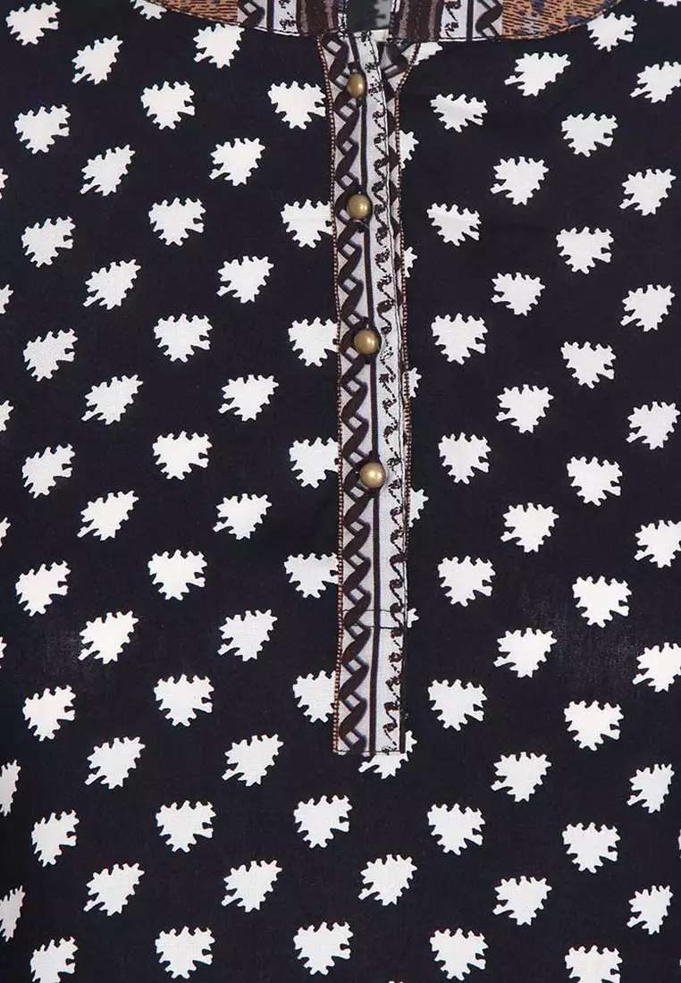 Le Reve Black Kaftan Sleeves Viscose Tunic