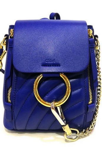 chloe mini faye backpack in majesty blue
