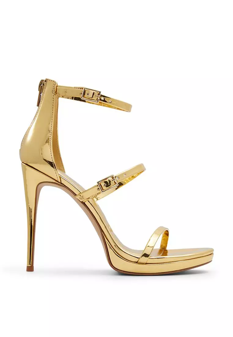 Aldo gold strappy heels discount