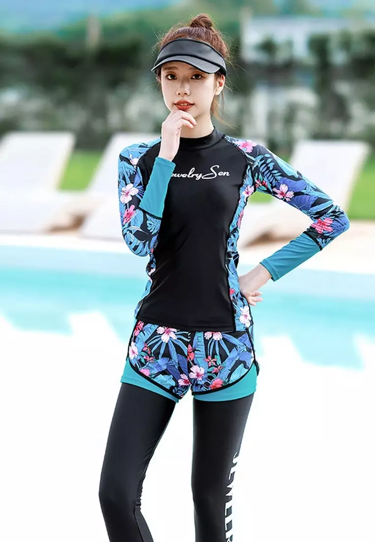 LYCKA LNN5040 Korean Lady Long Sleeve Rush Guard Swimwear Blue 2024, Buy  LYCKA Online