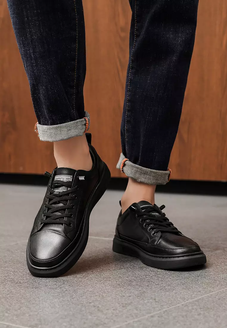 Grain Leather Lace Up Sneakers MK808-1