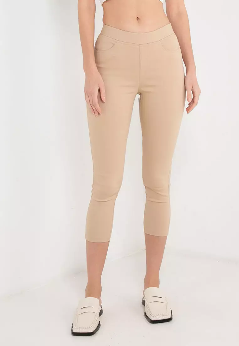 Shop Solid Jeggings with Elastic Waist Online