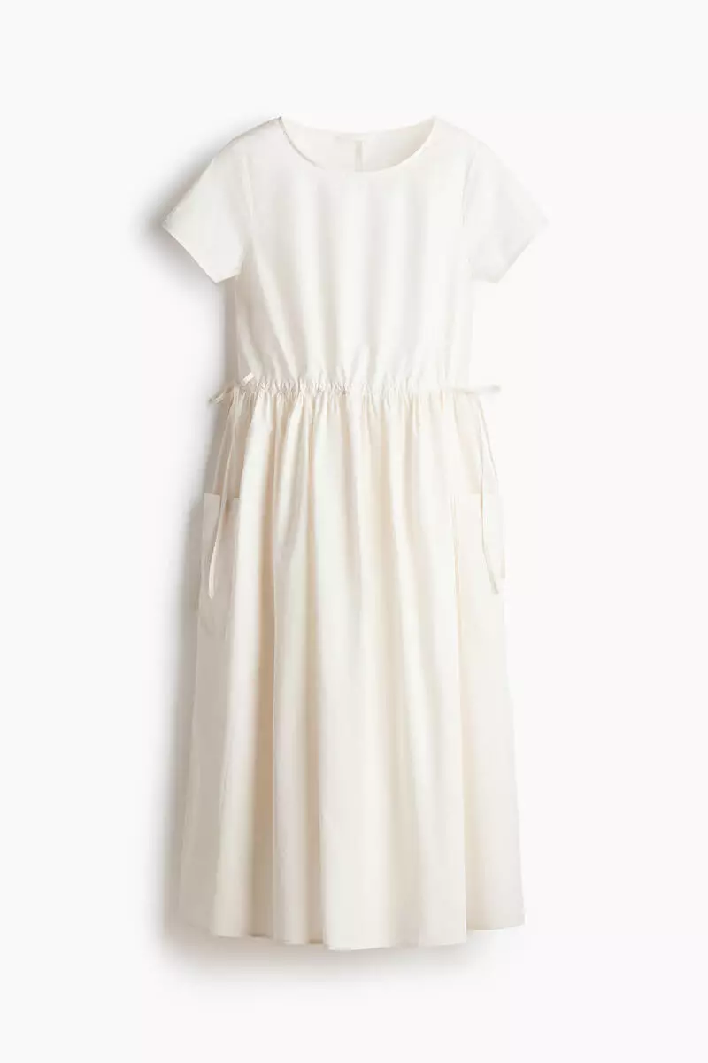Drawstring-waist cotton dress