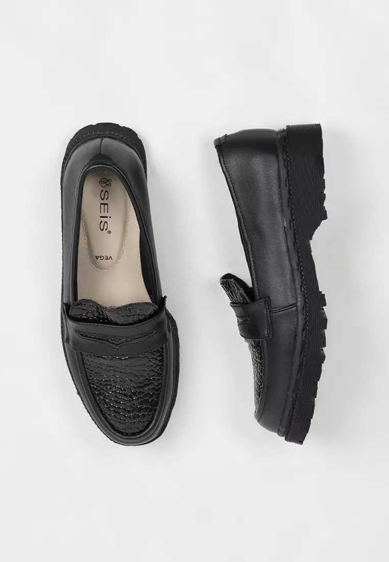 SEIS Vega Sepatu Docmart Wanita / Loafer - Black