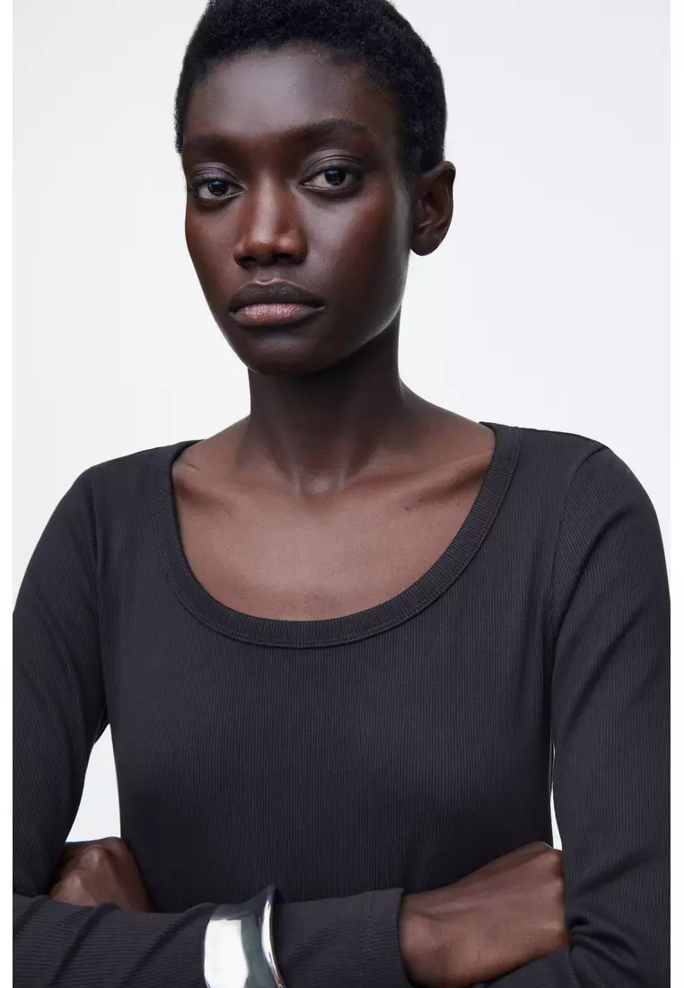 strapless open back dress Beyond Yoga The Line Ribbed Mini Dress in Black
