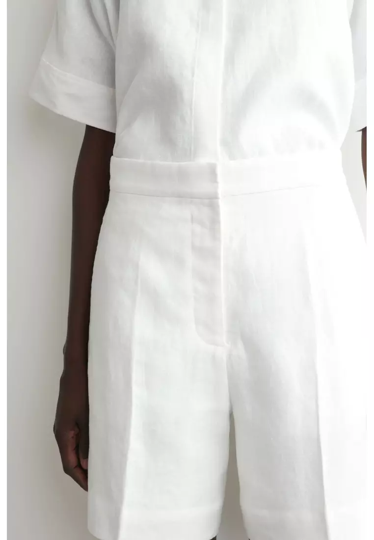 TAILORED ELASTICATED LINEN SHORTS