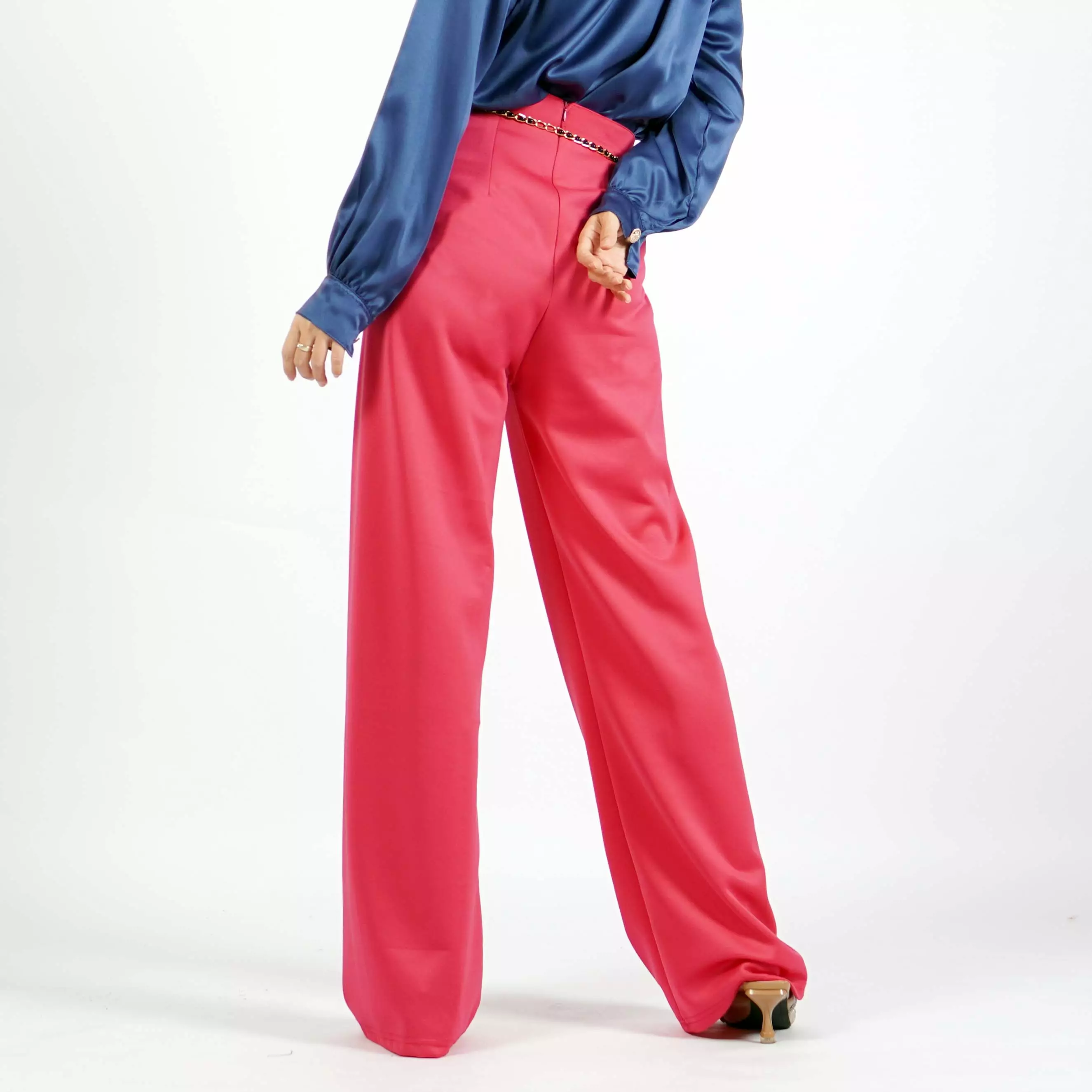 Okechuku Anitha Celana Kerja Wanita Celana Panjang Wanita Celana Kulot Highwaist - Fuchsia