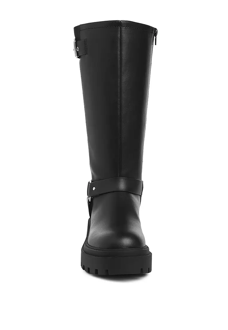 Harness Detail Long Boots in Black