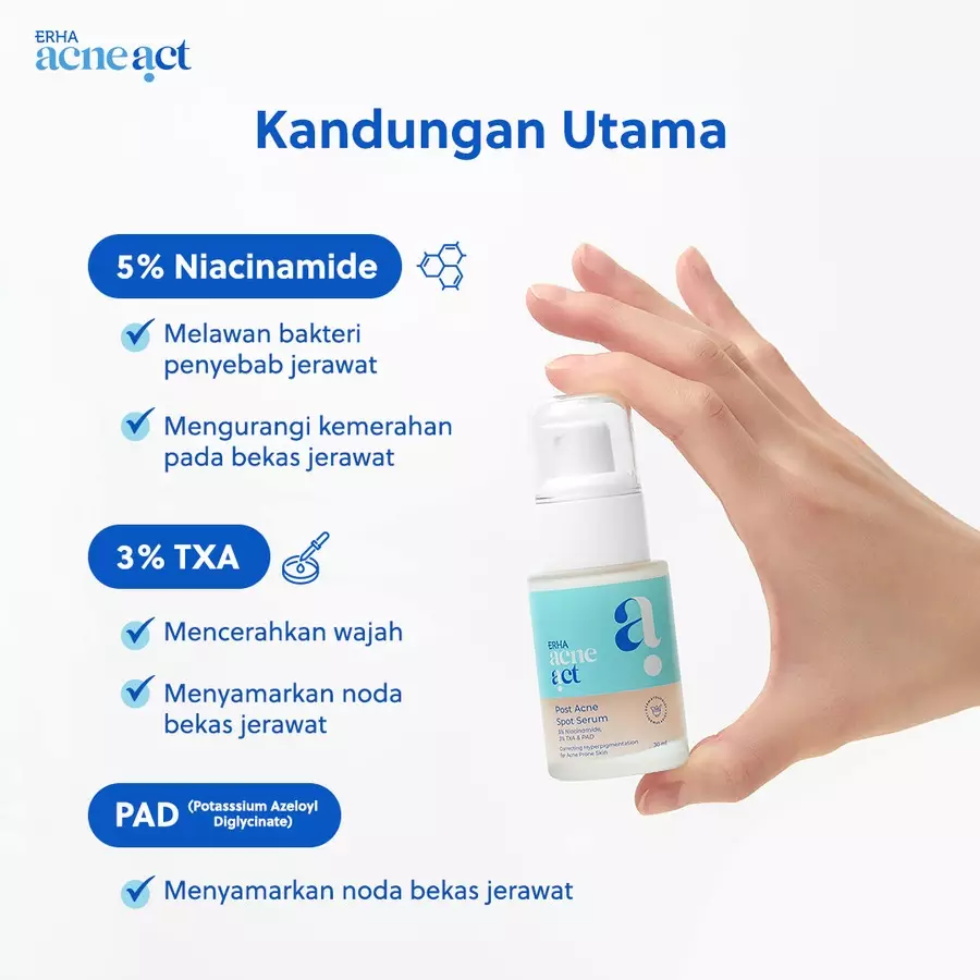 ERHA Acneact Post Acne Spot Serum 30ml - Serum Bekas Jerawat | Tranexamic Acid | Niacinamide