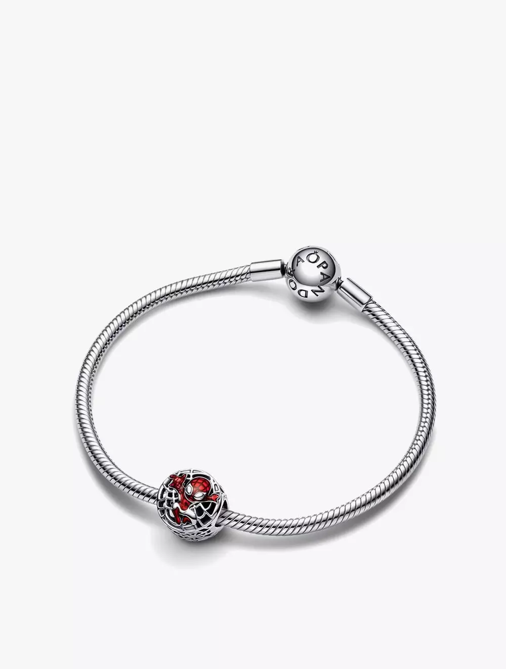 Marvel Spider-Man sterling silver charm with black and transparent red enamel