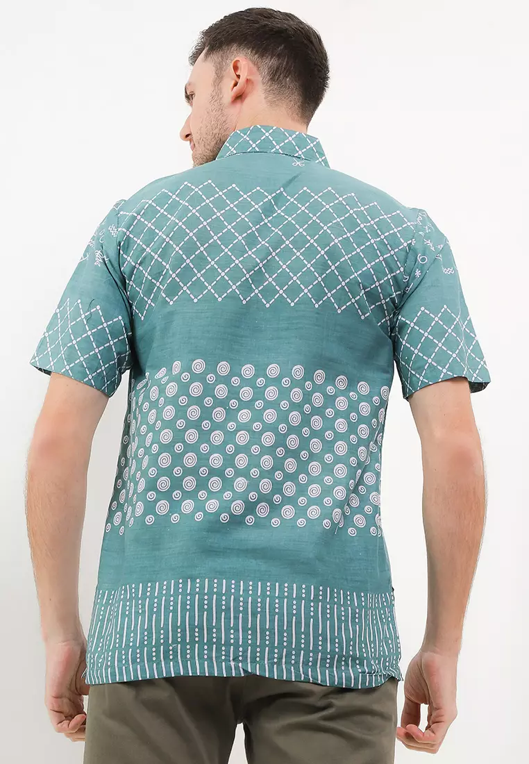 Jaring Kemeja Batik Exclusive Premium Pria Casual Modern Lengan Pendek