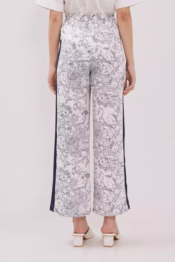 MINIMAL - Alaina - Celana Kulot Motif Bunga - Dark Blue Warna Blue_Dark