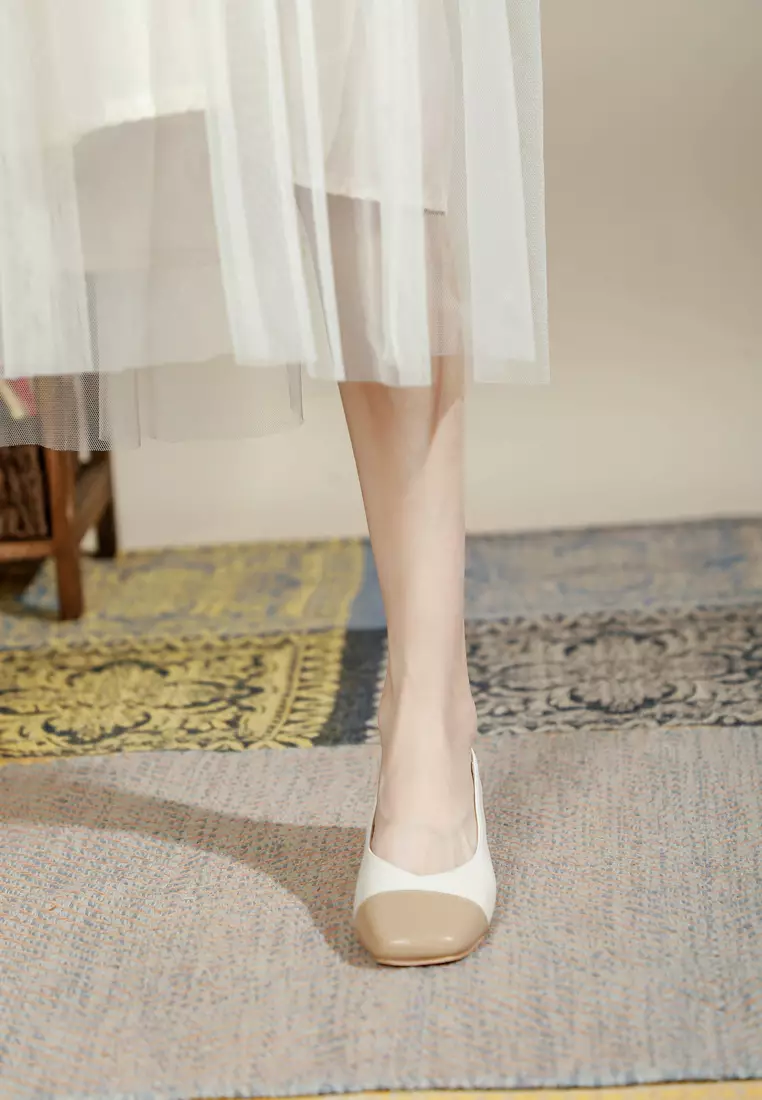 3CM Color Matching Leather Pumps TE52061-6