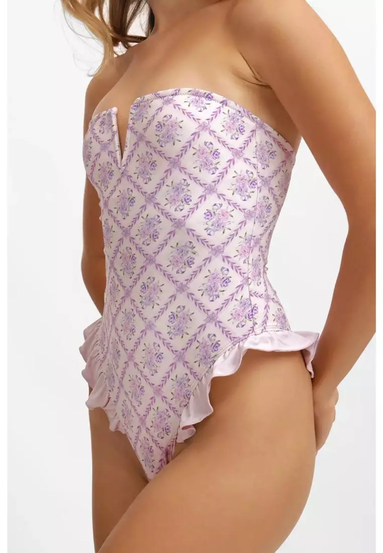 Lily Ruffled One Piece Swimsuit / Lavender Tea Final Sale