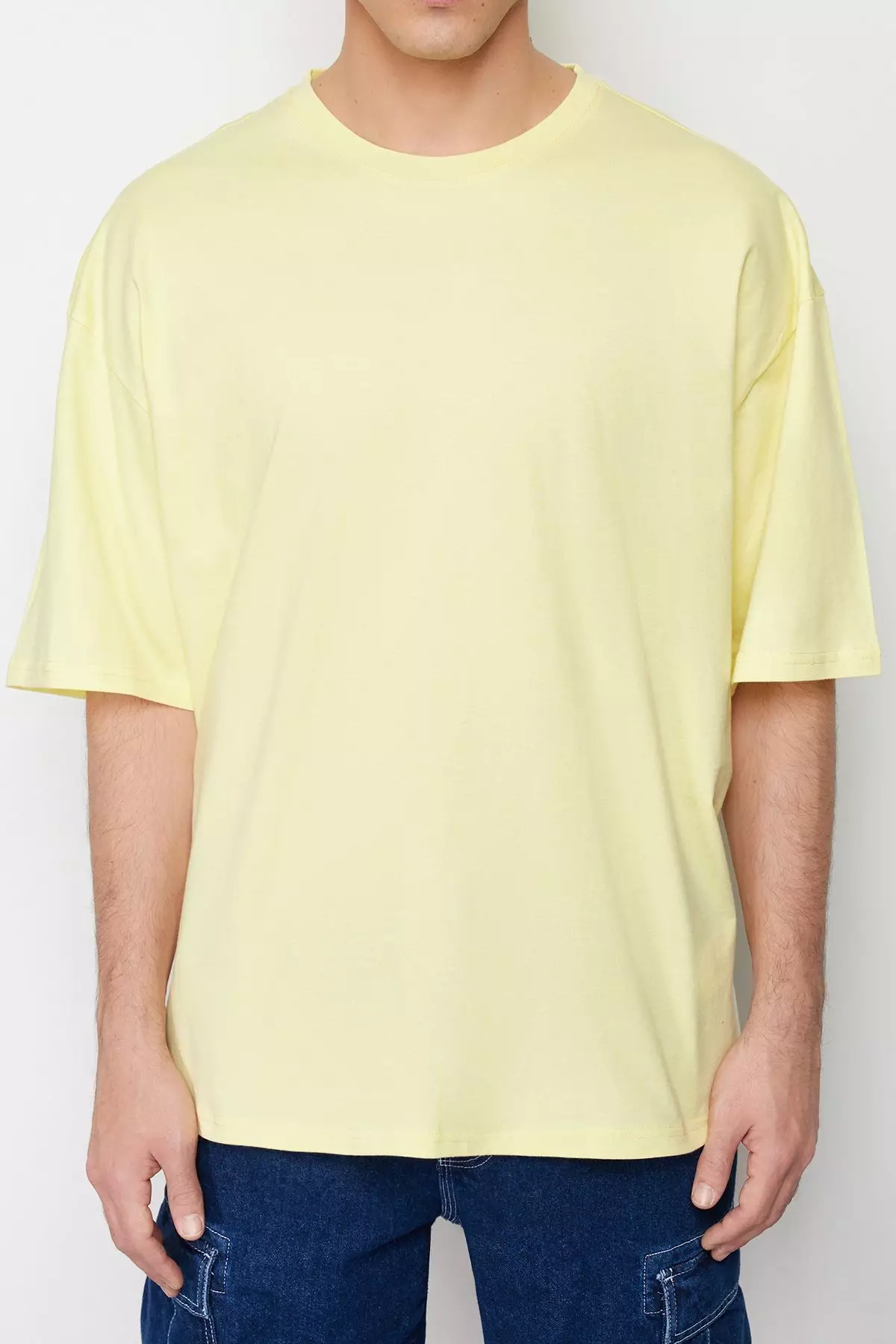 Yellow Oversize/Wide Cut 100% Cotton T-Shirt TMNSS22TS0318