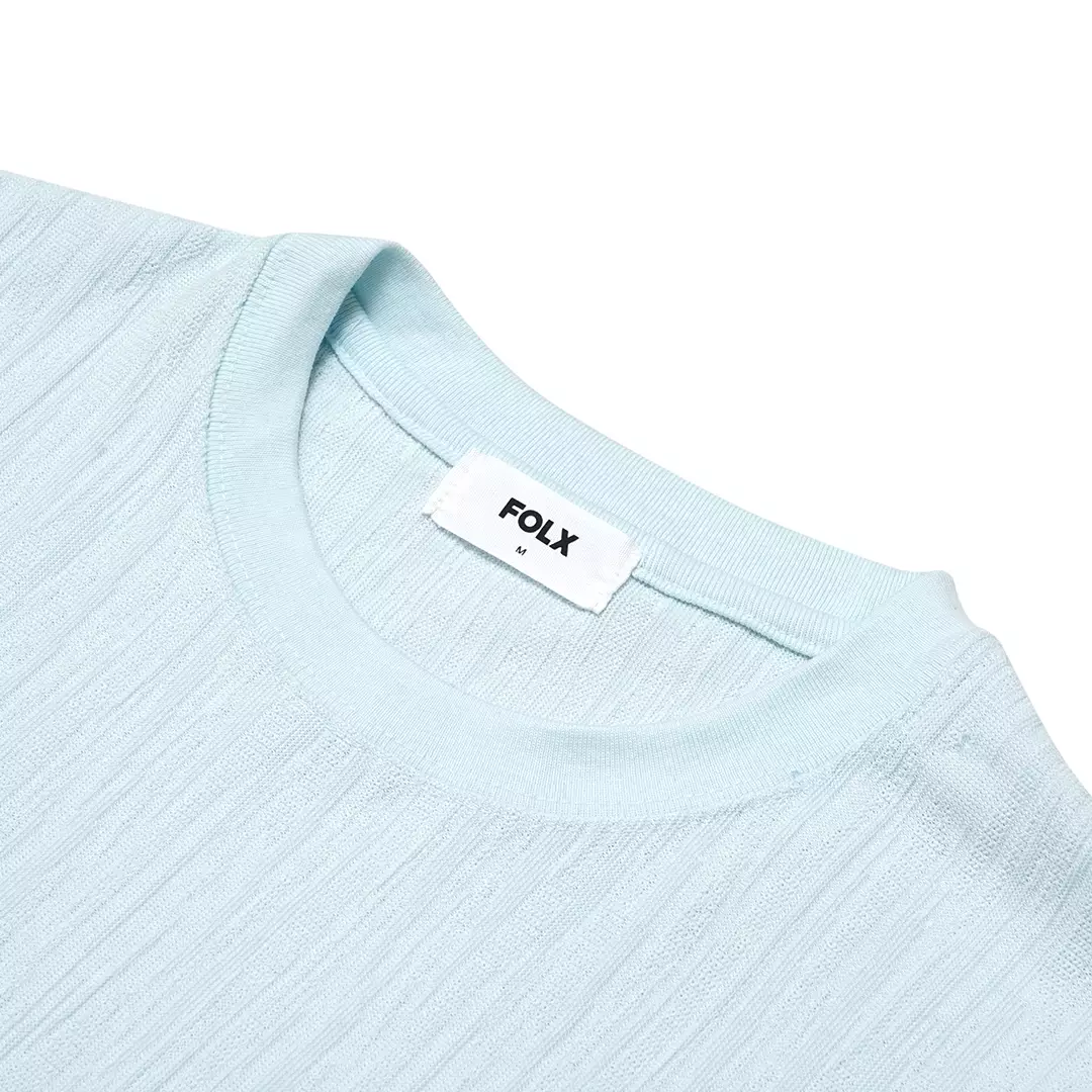 Vertical Textured T-Shirt Light Blue