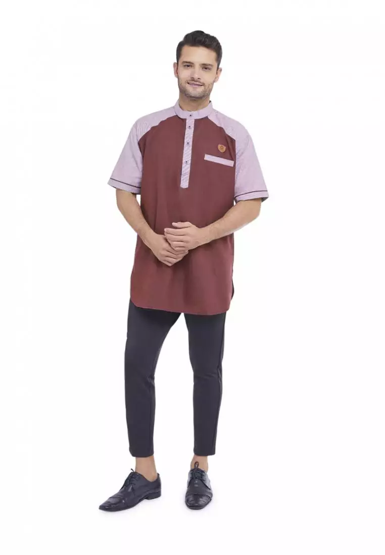 Zayidan Baju Koko Gamis Muslim Pria Waldan - Maroon