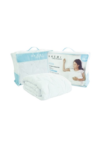 AKEMI white AKEMI Sleep Essentials Fitted Mattress Protector (Super Single/Queen/King) E7F6FHL6170D34GS_1