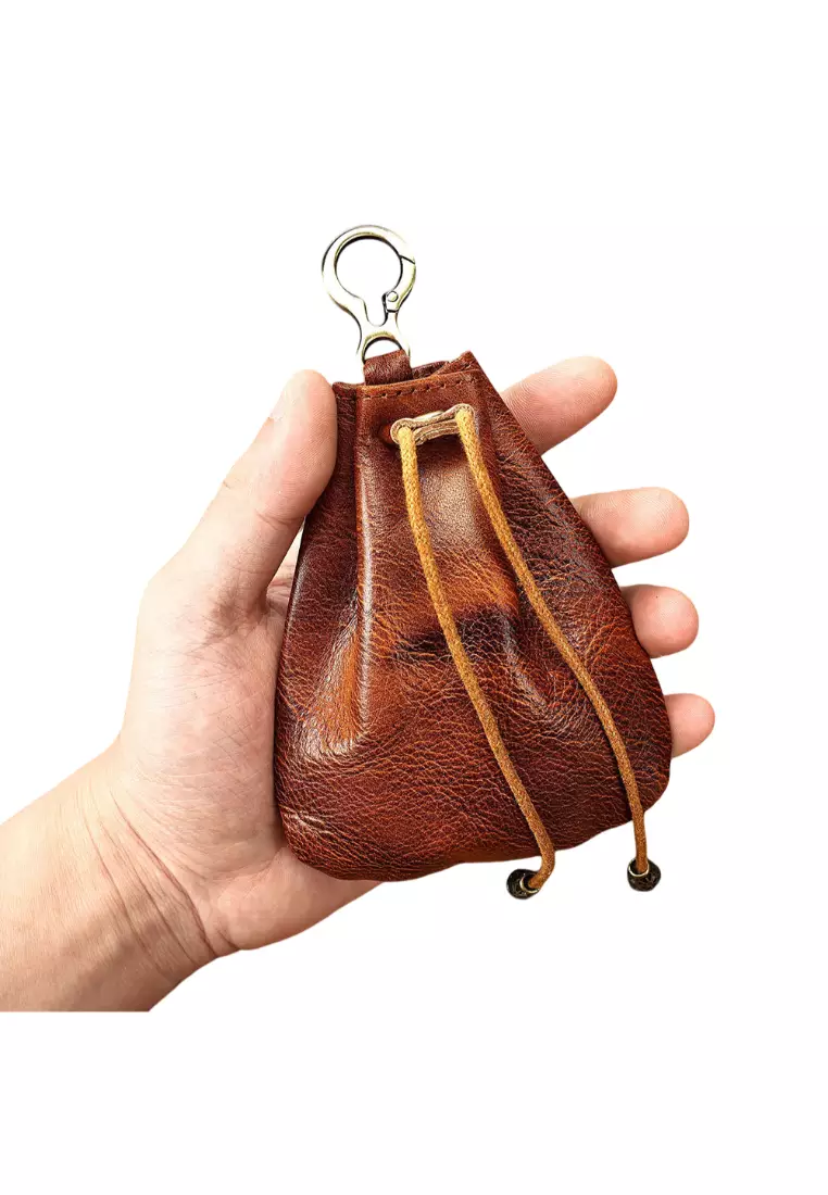 Buy Lara Genuine Leather Drawstring Coin Purse Small Item Storage