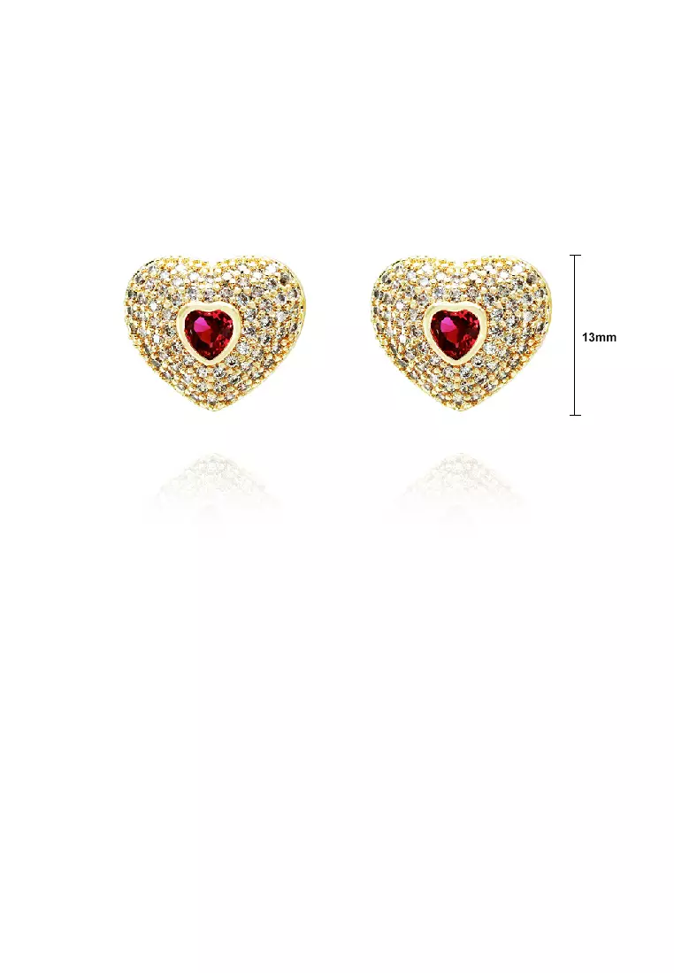 Gold heart stud best sale earrings