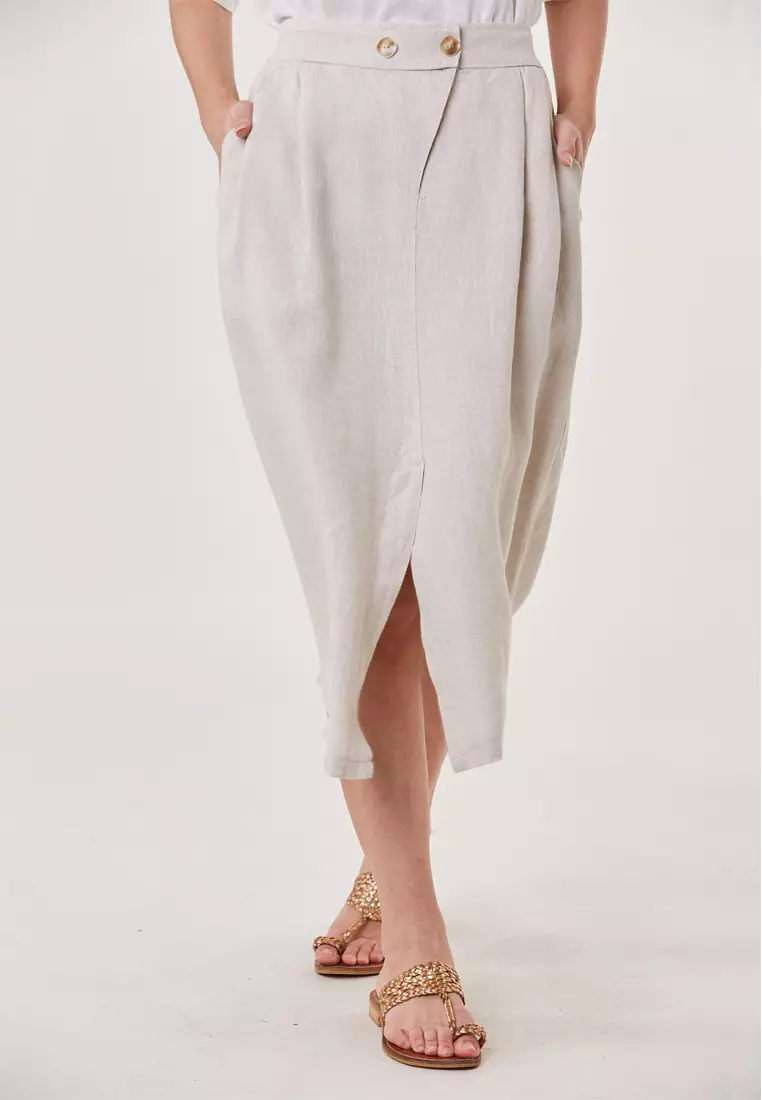 Zoya-3/4 Length Linen Skirt