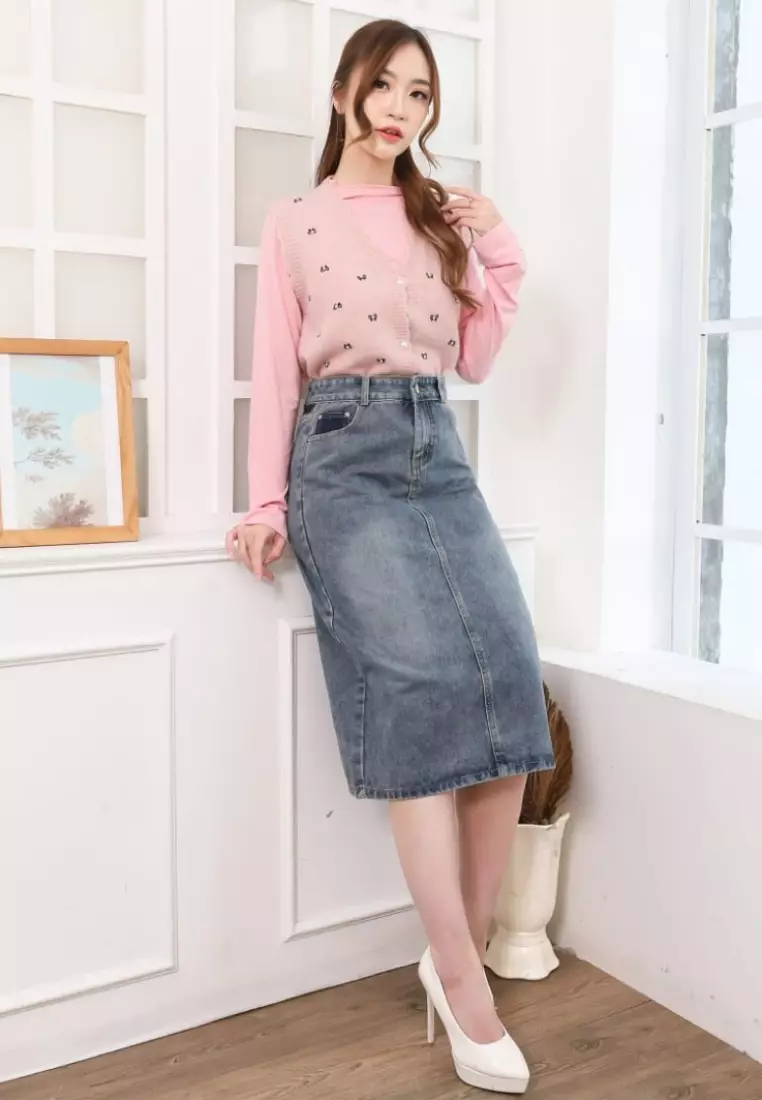 Miguela Midi Skirt in Blue