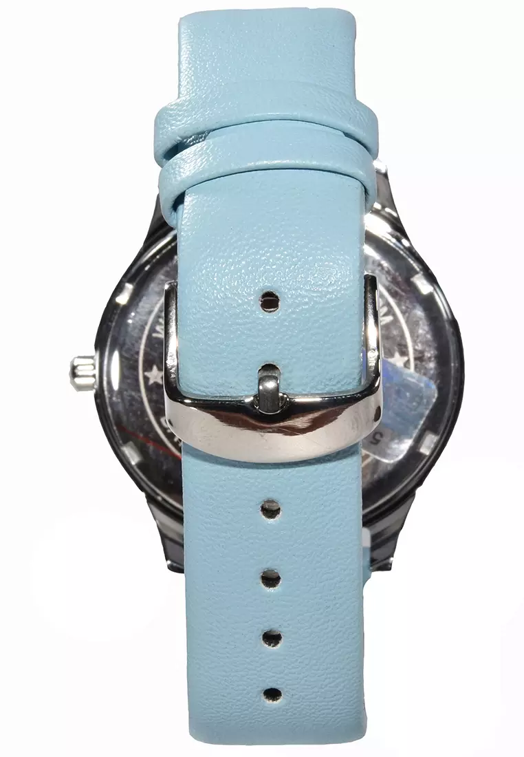 Skmei - Jam Tangan Wanita - Silver - Blue Leather Strap - 9085-F