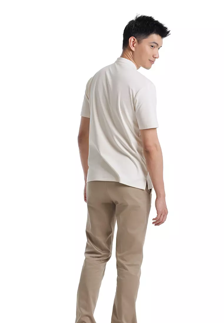 Byford Mandarin Polo Shirt Short Sleeve - 3626001A-91Beige