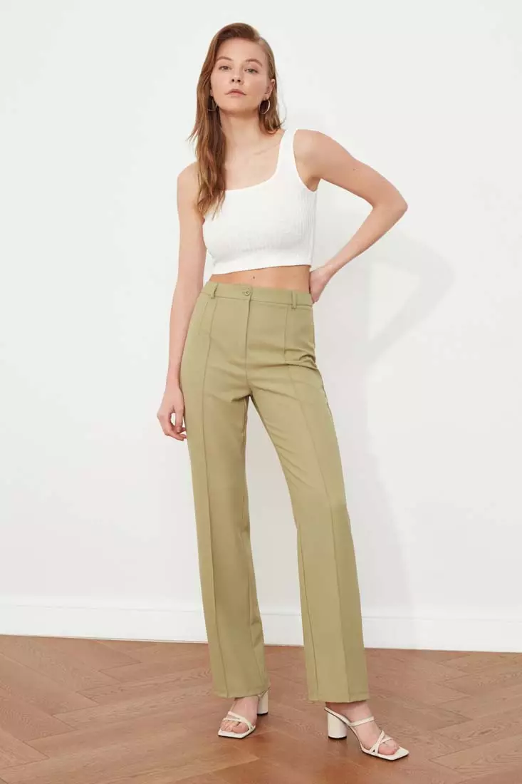 High Waist Straight Cut Trousers