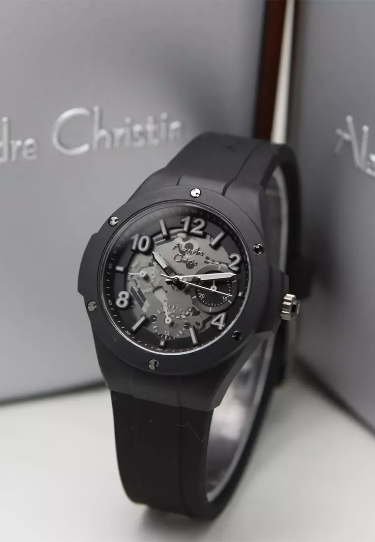 Alexandre Christie - Female Analog Watches - Jam Tangan Chronograph Wanita - Black - Rubber Strap - 2A02 BFRIGBA