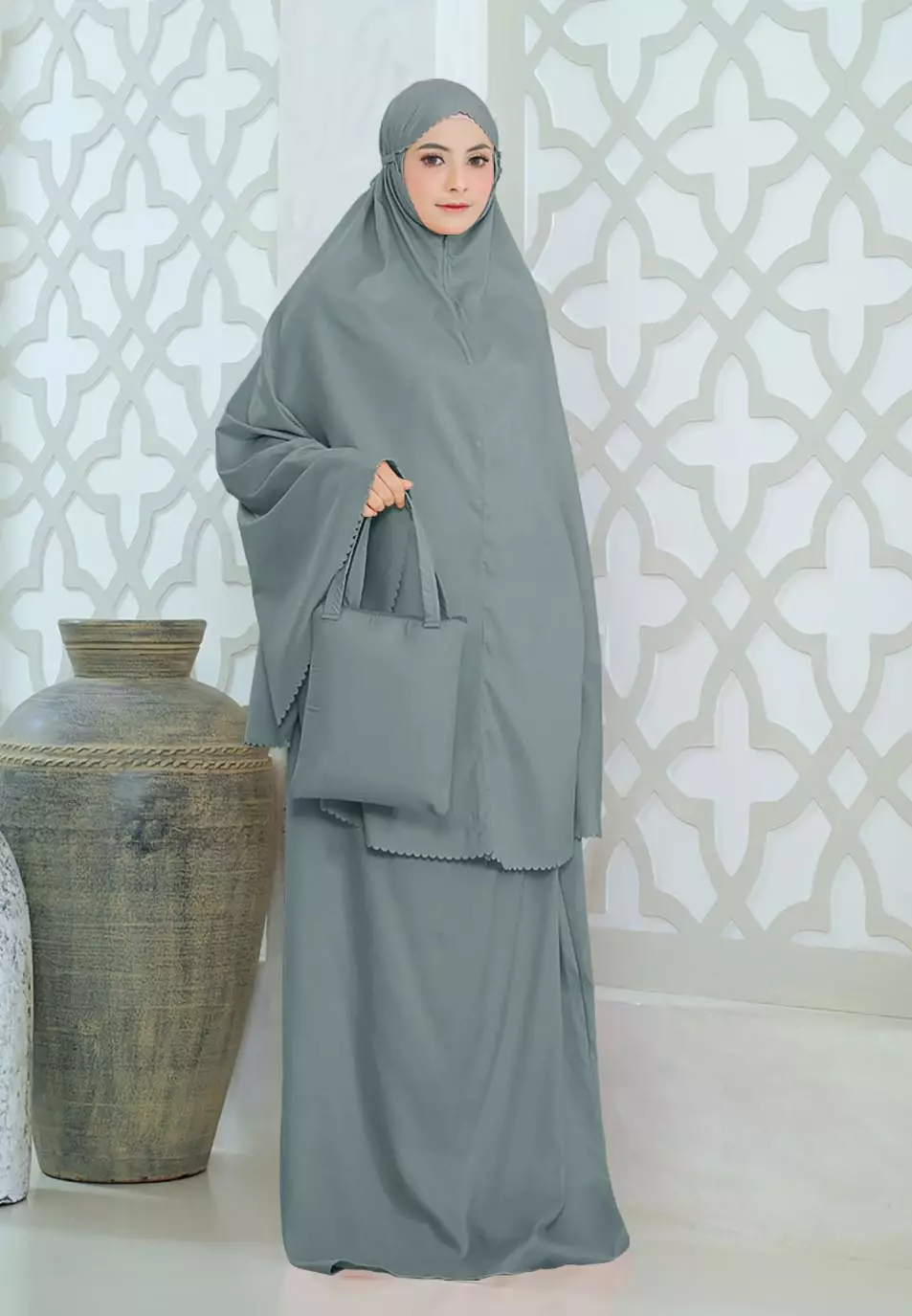 Zelena - Mukena Basic Sabira Lasercut 2in1 Prayer Set - Dewasa