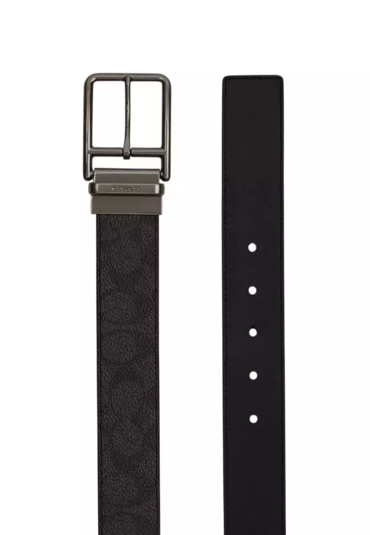Double Bar Buckle Cut To Size Reversible Belt 38MM - Black