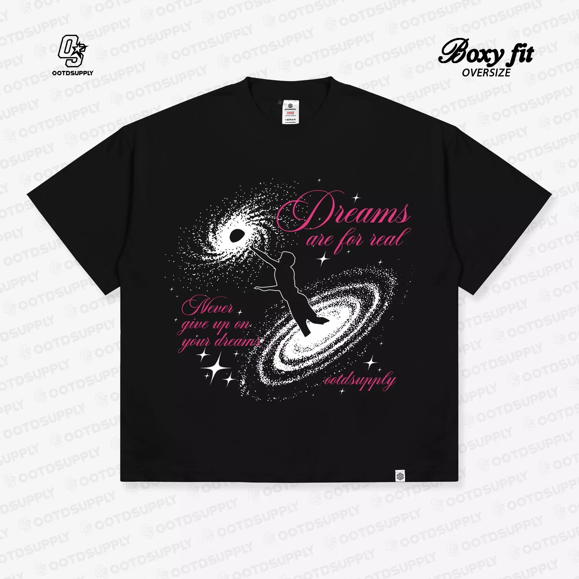 OOTDSUPPLY Boxy Fit Oversize Real Dream Black & Benhur l Tshirt Boxyfit l Kaos Boxy OVZB007