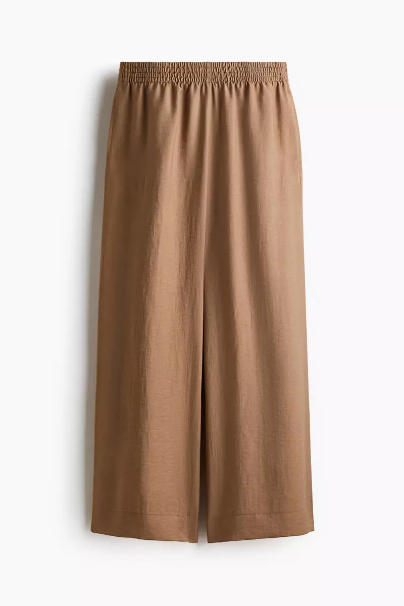 Linen-blend ankle-length trousers