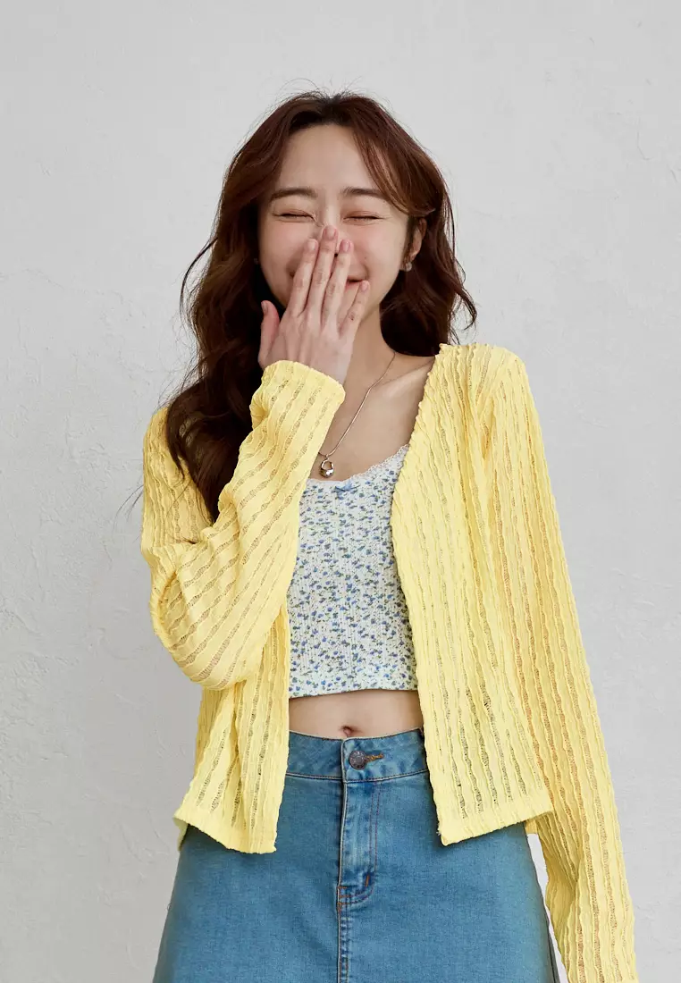 多色微透膚立體肌理外罩上衣《EA3965》