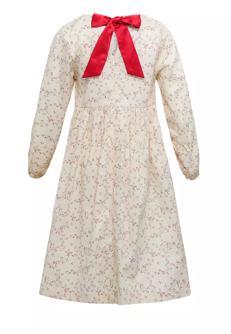 Pito Dito Girl Chiaseeds Dress Midi Anak Cream Motif Flora