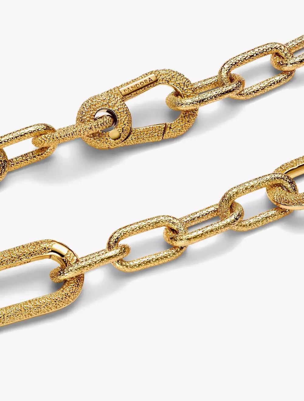 Texture 14k gold-plated link bracelet with 2 openable links
