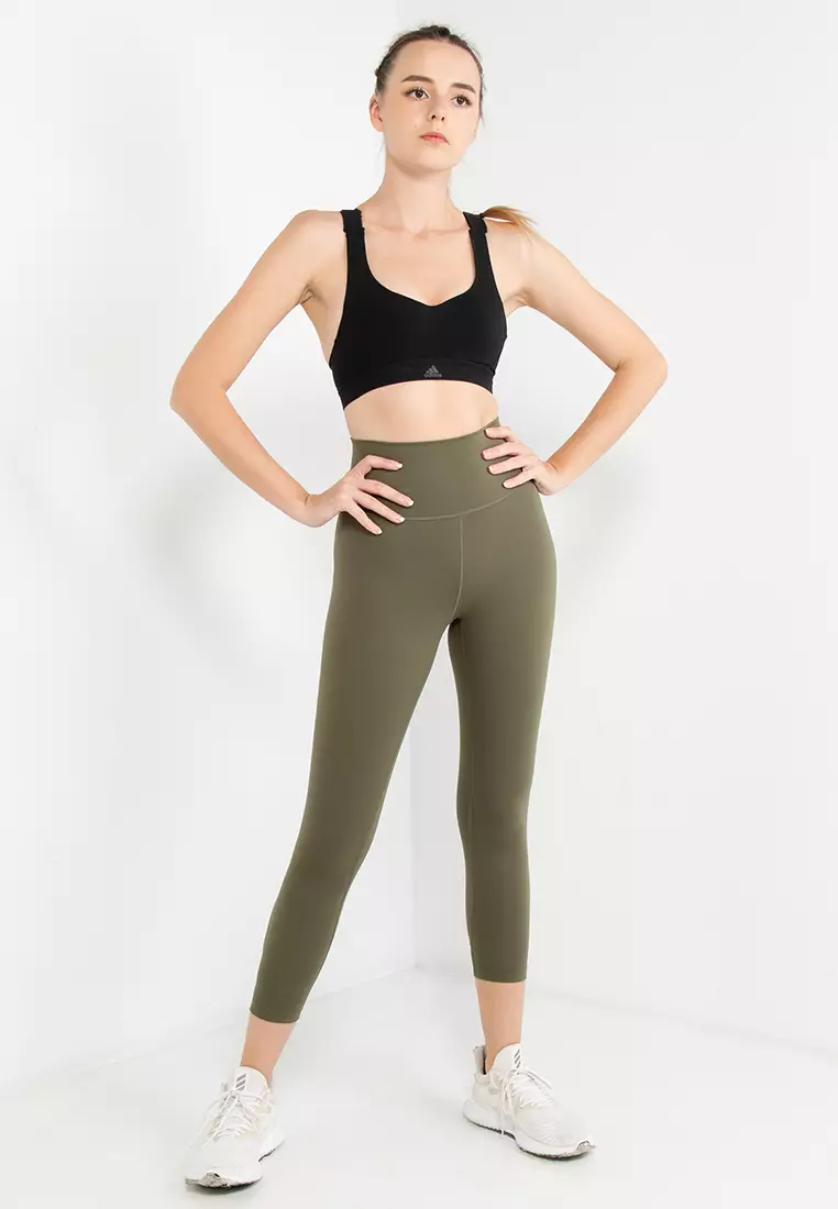 Buy adidas Womens Yoga Studio Aeroready Wrapped 7/8 Tight Leggings Olive  Strata
