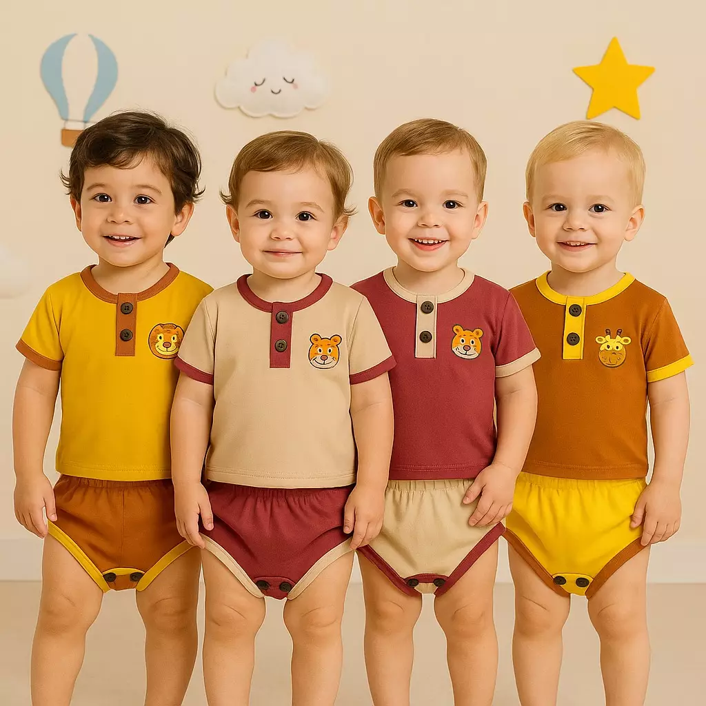 Two Mix - Setelan Celana Baju Bayi Anak Laki Cowok Lucu Katun Usia 0-12 Bulan 4364B