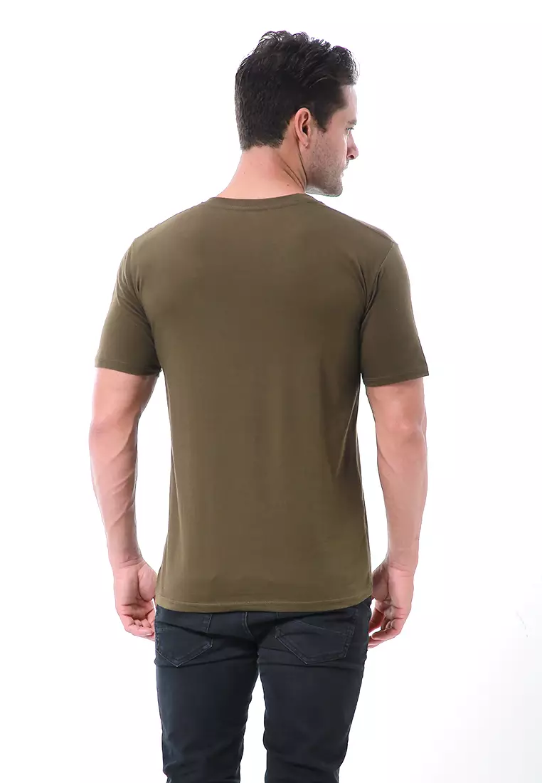 Aisley Atasan Pria Kaos Polos Lengan Pendek Casual T-Shirt Desain Simple Material Cotton ORIGINAL - Army Green