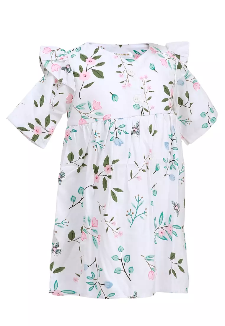 Octavia Blouse Anak Perempuan Tunik Lengan Pendek Leaf Motive Material Cotton ORIGINAL - Green