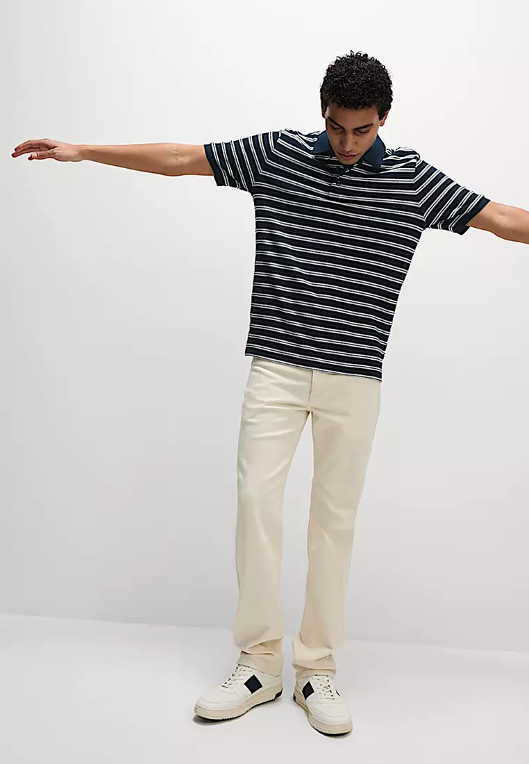 Cotton Rich Striped Polo Shirt