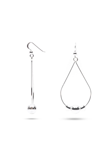 Millenne silver MILLENNE Minimal Pear Shape Wire Hoop with Ball Hook Silver Hook Earrings with 925 Sterling Silver 46A25AC8016366GS_1