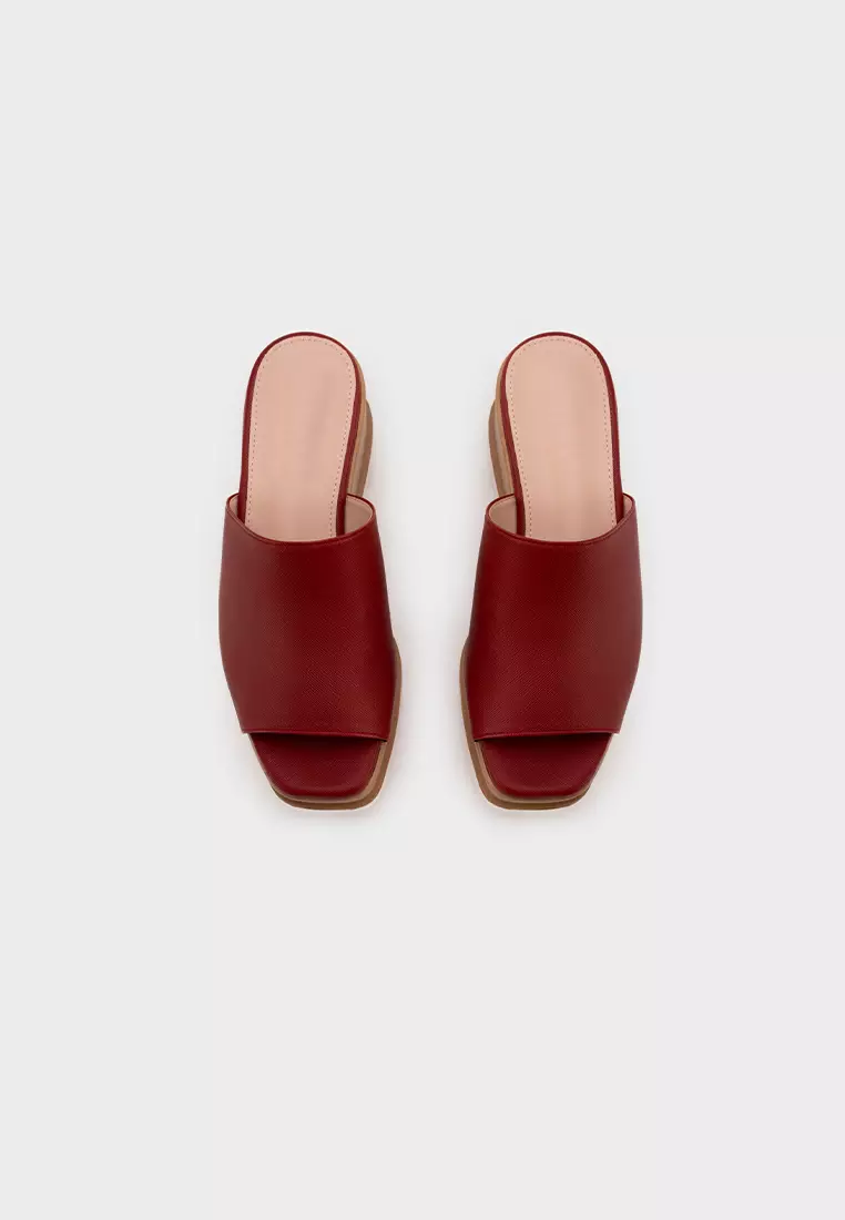 CASUAL PLATFORM WEDGE HEEL SLIDE 宽面厚底楔型拖鞋