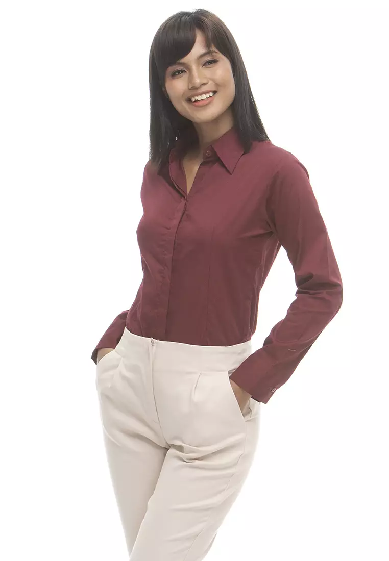 Delaney Pinstripe Long Sleeve Office Blouse