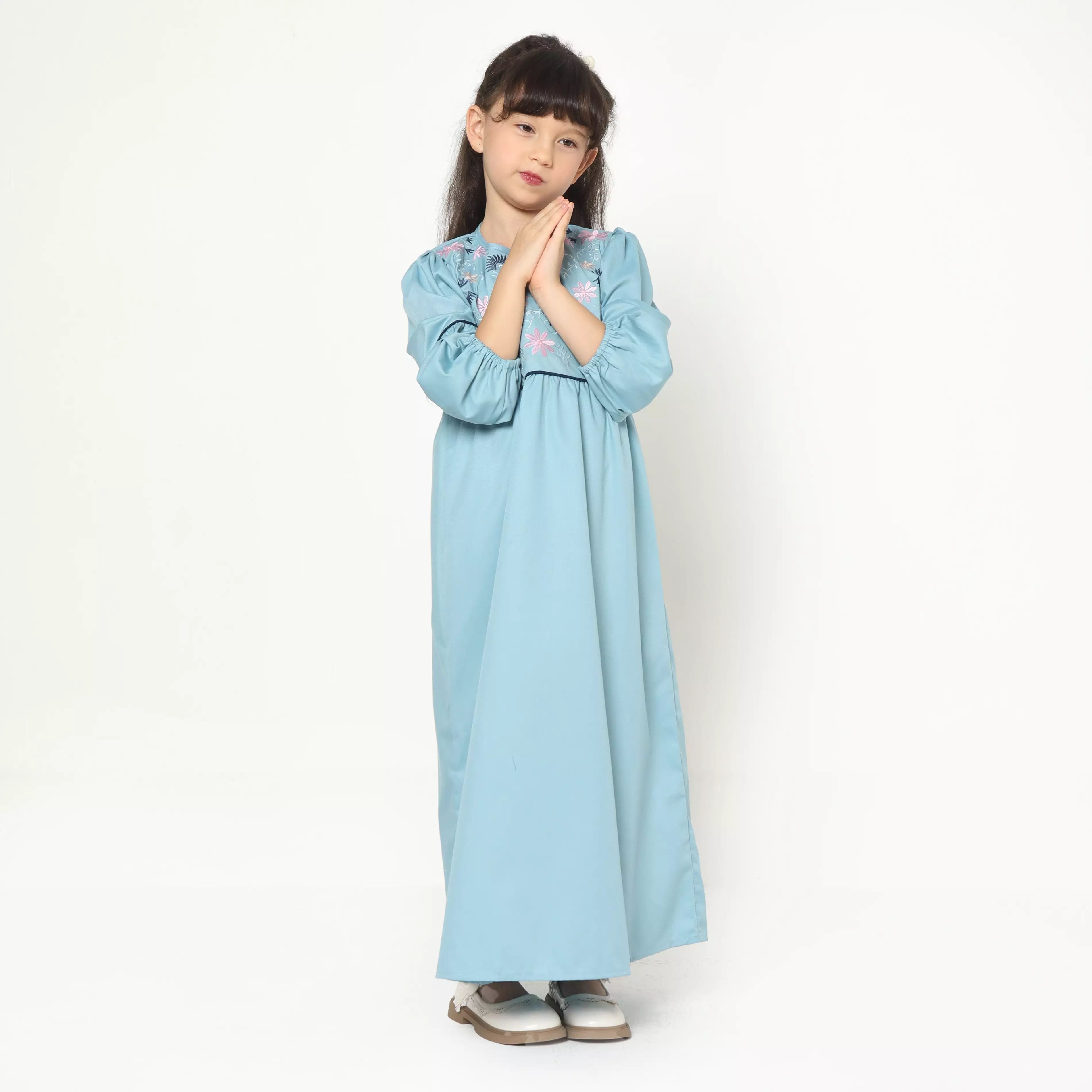 Baju Gamis Anak Perempuan Kelopak Bunga Blue - JOYFUL