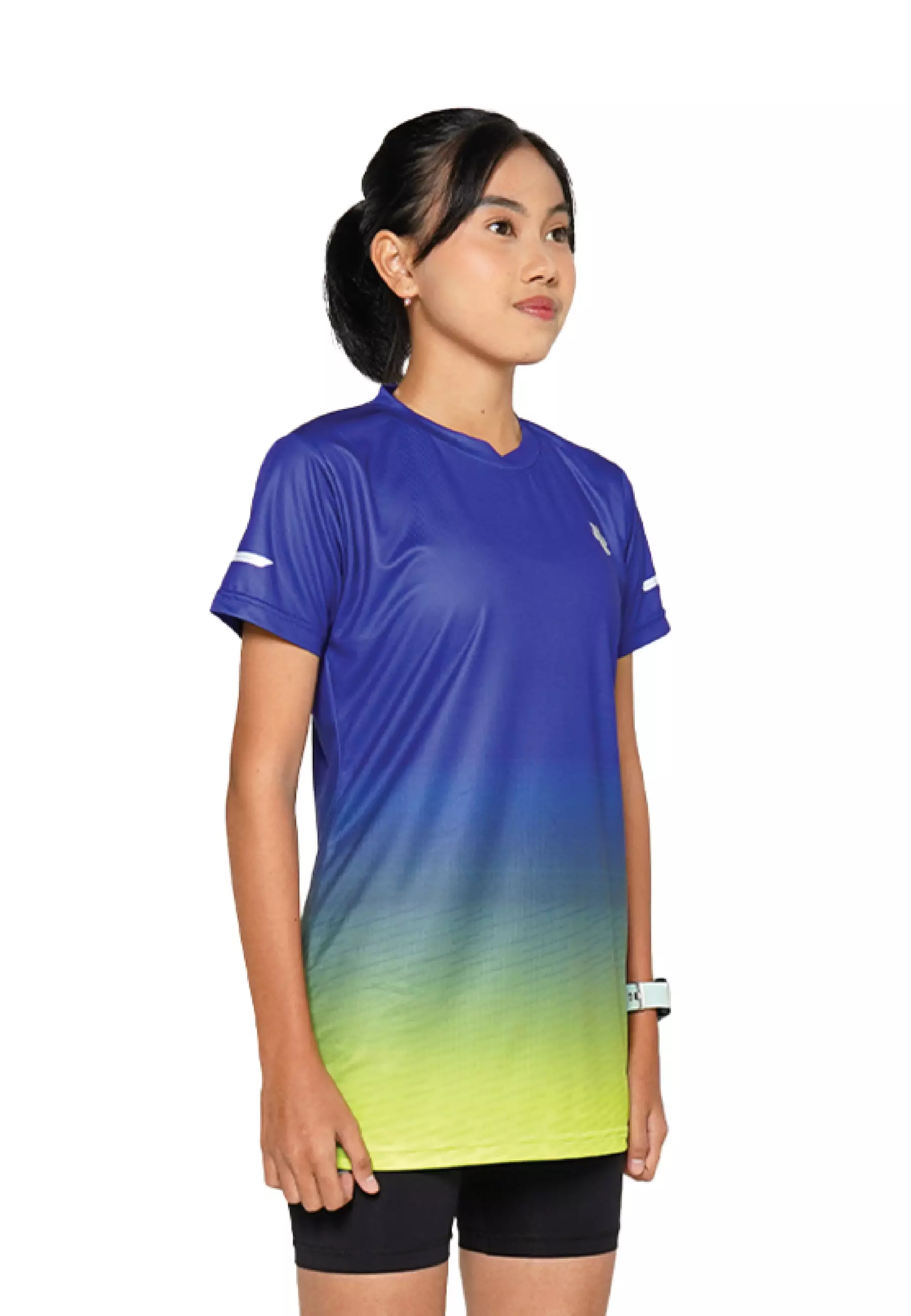 Tiento Baju Lari Ringan Jersey Running Anti UV Wanita Dry Fit Lengan Pendek Airlite Bluehollow