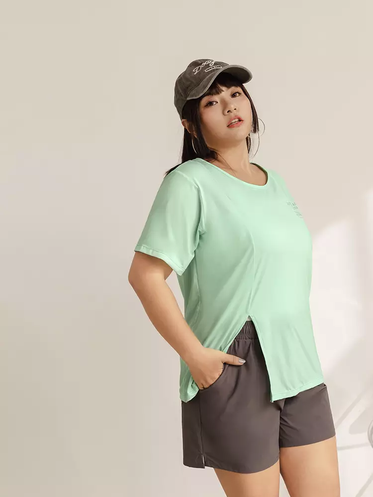 Cooling Ice Silk Bow Split Long T-shirt [AB19580]